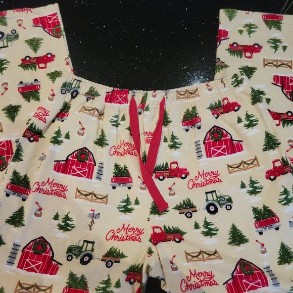 Little Blue House Mens 100% Cotton Flannel PJs Merry Christmas - Picture 4 of 8